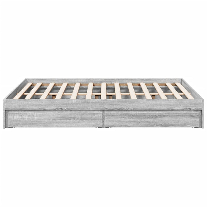 Cadru de pat cu sertare gri sonoma 120x200 cm lemn prelucrat WALTI