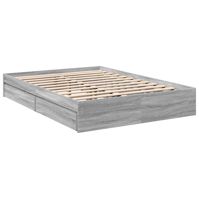 Cadru de pat cu sertare gri sonoma 120x200 cm lemn prelucrat WALTI