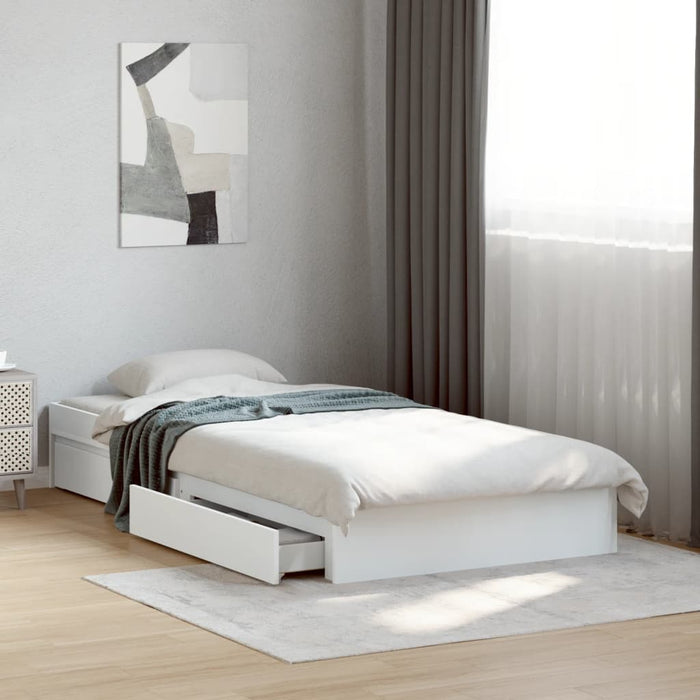Cadru de pat cu sertare, alb, 100x200 cm, lemn prelucrat - WALTI WALTI