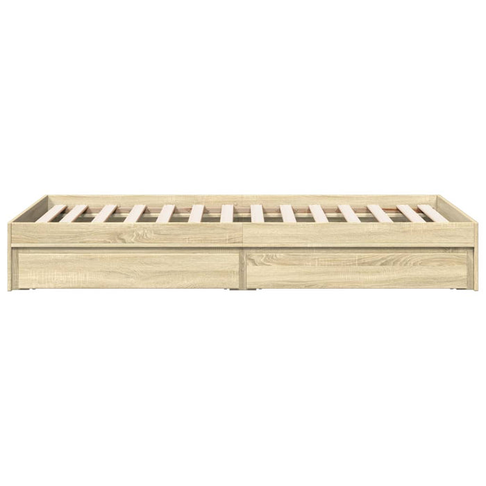 Cadru de pat cu sertare stejar sonoma 100x200 cm lemn prelucrat WALTI