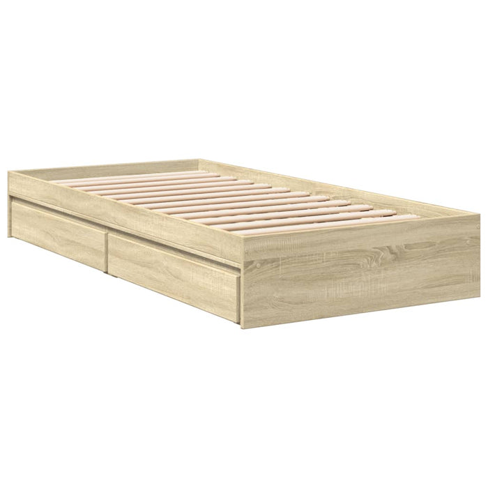 Cadru de pat cu sertare stejar sonoma 100x200 cm lemn prelucrat WALTI