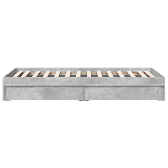 Cadru de pat cu sertare, gri beton, 100x200 cm, lemn prelucrat - WALTI WALTI