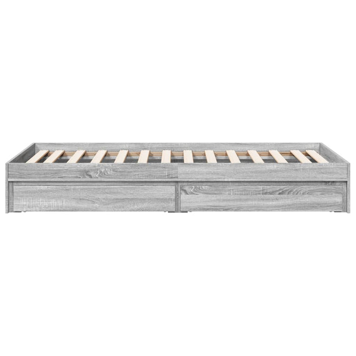 Cadru de pat cu sertare gri sonoma 100x200 cm lemn prelucrat WALTI