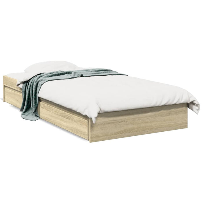 Cadru de pat cu sertare stejar sonoma 90x200 cm lemn prelucrat WALTI