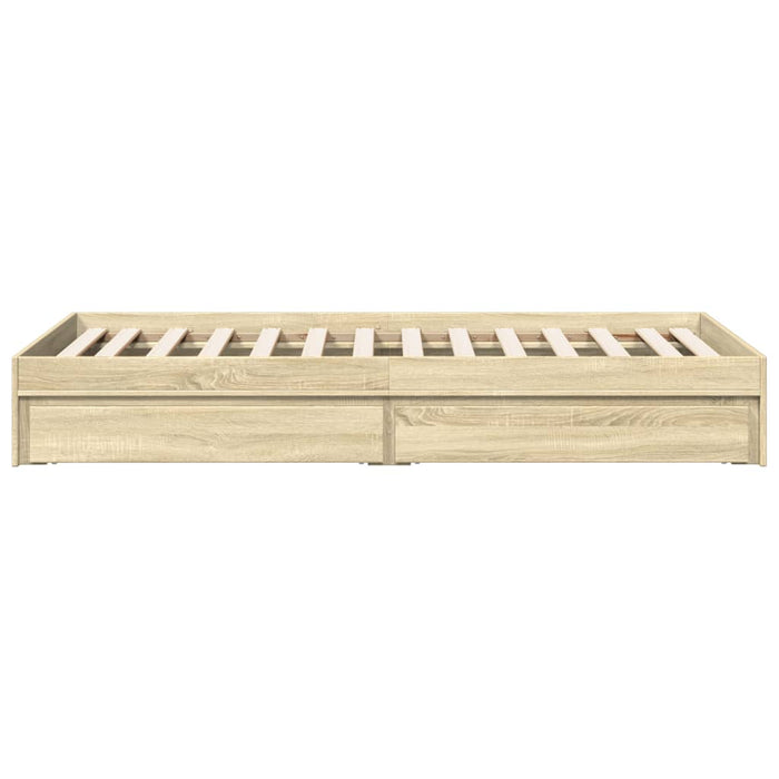 Cadru de pat cu sertare stejar sonoma 90x200 cm lemn prelucrat WALTI