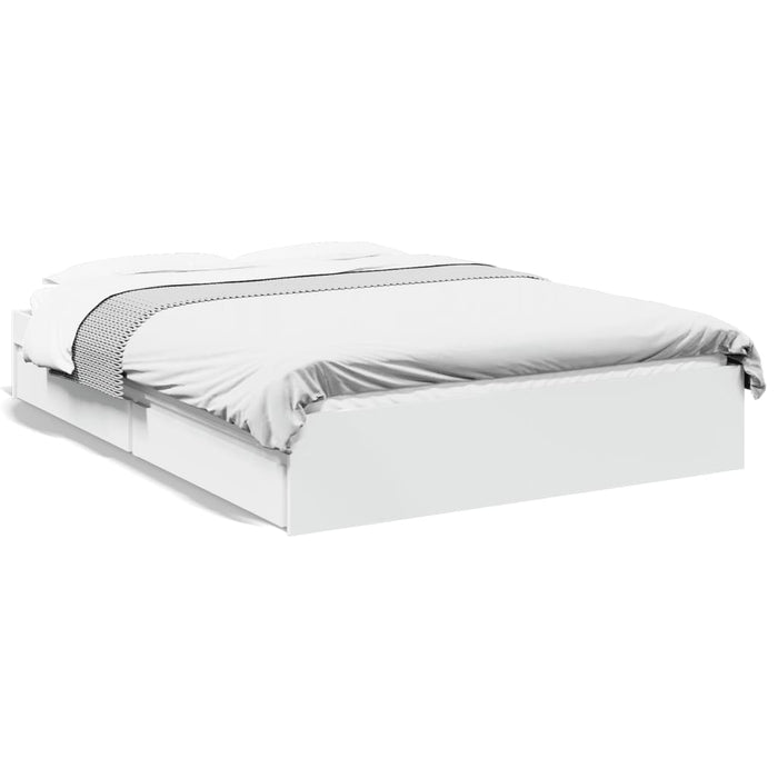 Cadru de pat cu sertare, alb, 135x190 cm, lemn prelucrat - WALTI WALTI