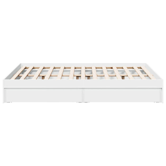 Cadru de pat cu sertare, alb, 135x190 cm, lemn prelucrat - WALTI WALTI