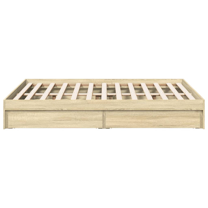Cadru de pat cu sertare stejar sonoma 135x190 cm lemn prelucrat WALTI