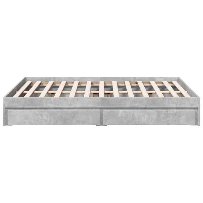 Cadru de pat cu sertare, gri beton, 135x190 cm, lemn prelucrat WALTI