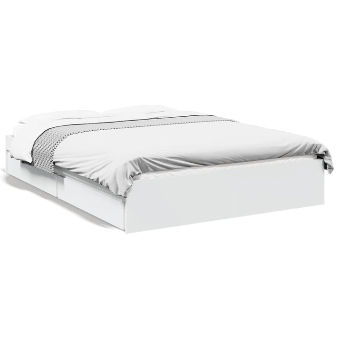 Cadru de pat cu sertare, alb, 120x190 cm, lemn prelucrat WALTI