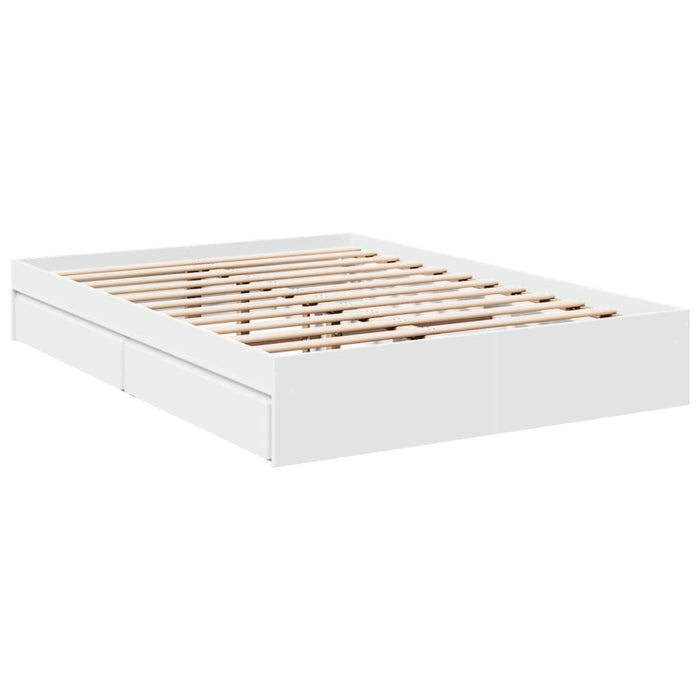 Cadru de pat cu sertare, alb, 120x190 cm, lemn prelucrat WALTI