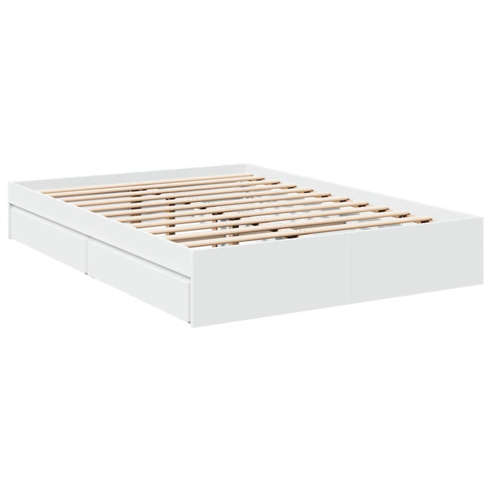 Cadru de pat cu sertare, alb, 120x190 cm, lemn prelucrat WALTI