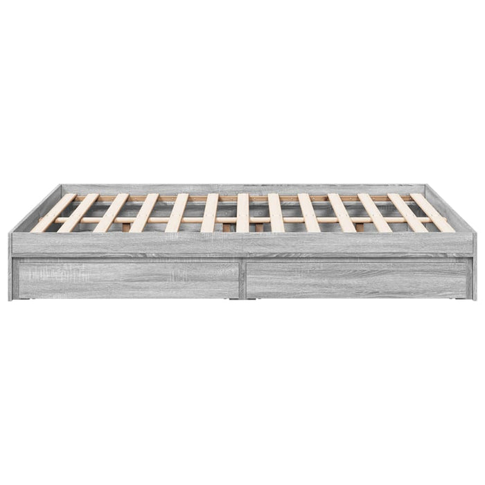 Cadru de pat cu sertare gri sonoma 120x190 cm lemn prelucrat - WALTI WALTI