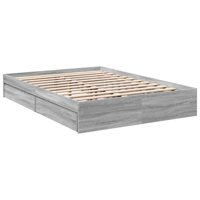 Cadru de pat cu sertare gri sonoma 120x190 cm lemn prelucrat - WALTI WALTI