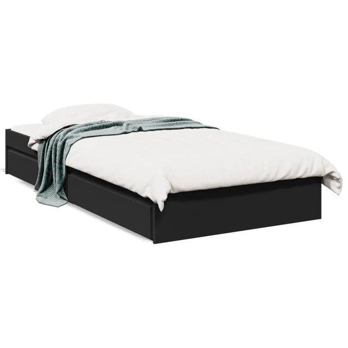 Cadru de pat cu sertare, negru, 90x190 cm, lemn prelucrat WALTI