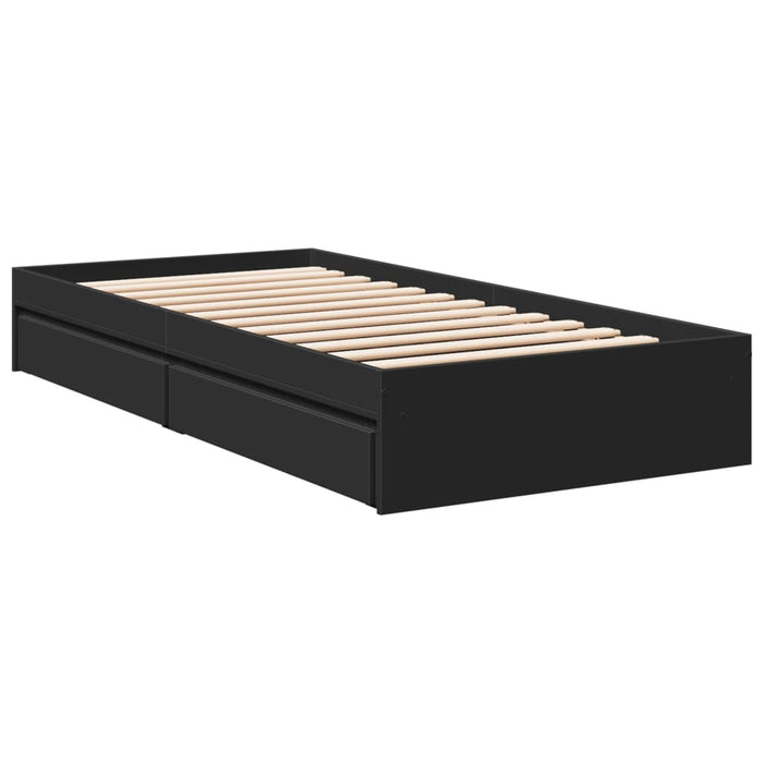 Cadru de pat cu sertare, negru, 90x190 cm, lemn prelucrat WALTI