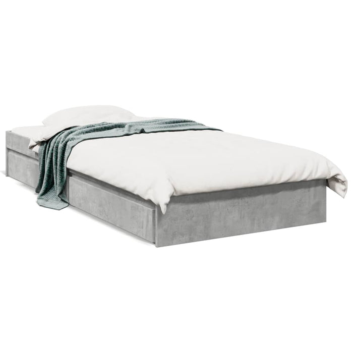 Cadru de pat cu sertare, gri beton, 90x190 cm, lemn prelucrat WALTI