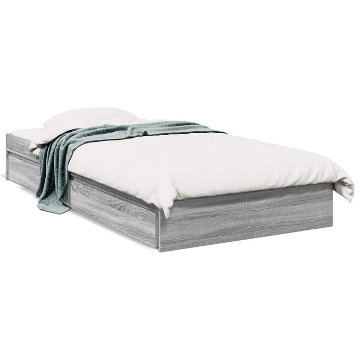 Cadru de pat cu sertare gri sonoma 90x190 cm lemn prelucrat - WALTI WALTI