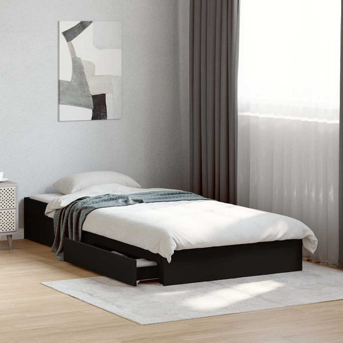 Cadru de pat cu sertare, negru, 75x190 cm, lemn prelucrat - WALTI WALTI