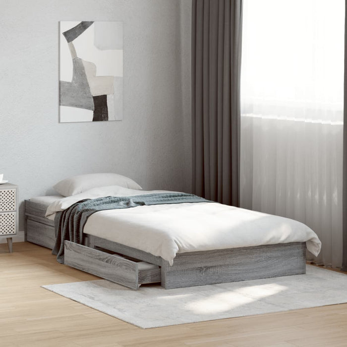 Cadru de pat cu sertare gri sonoma 75x190 cm lemn prelucrat - WALTI WALTI