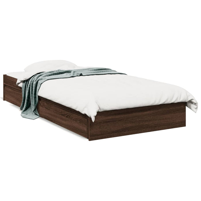 Cadru de pat cu sertare stejar maro 75x190 cm lemn prelucrat - WALTI WALTI