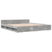 Cadru de pat cu sertare gri beton 200x200 cm lemn prelucrat - WALTI WALTI