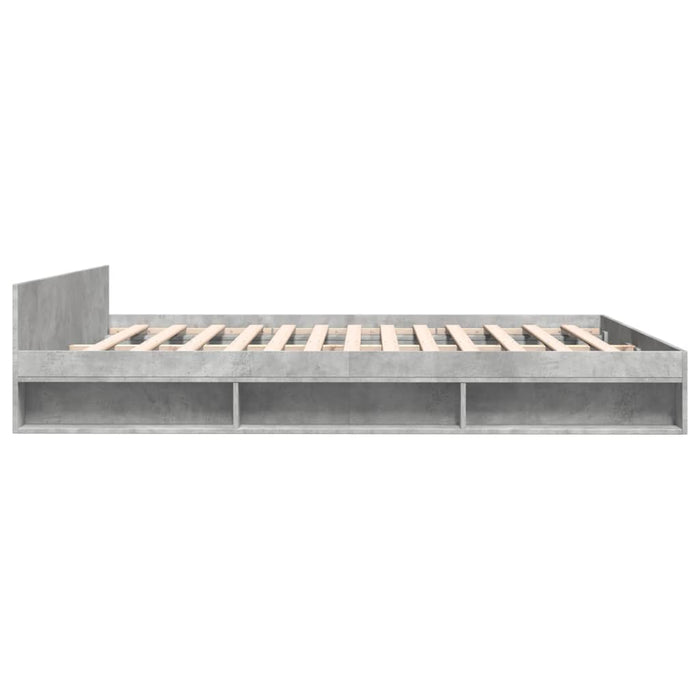 Cadru de pat cu sertare gri beton 200x200 cm lemn prelucrat - WALTI WALTI
