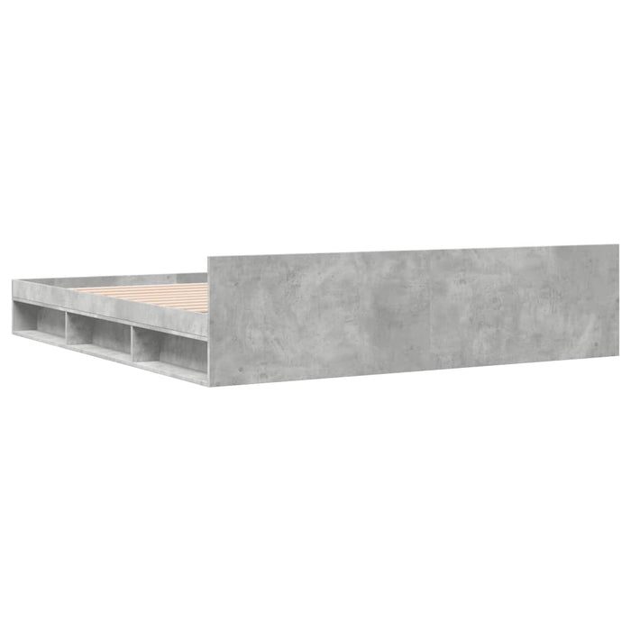 Cadru de pat cu sertare gri beton 200x200 cm lemn prelucrat - WALTI WALTI