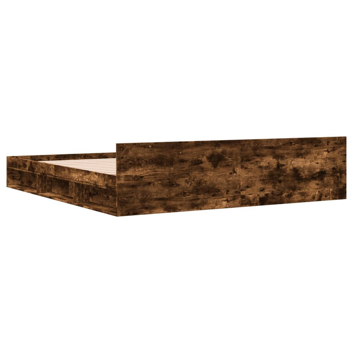 Cadru de pat cu sertare stejar fumuriu 200x200cm lemn prelucrat - WALTI WALTI