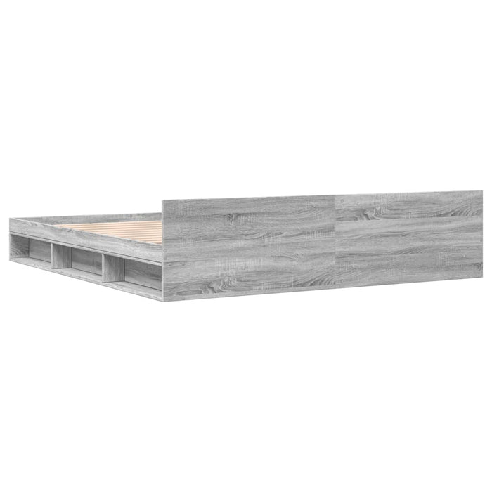 Cadru de pat cu sertare gri sonoma 200x200 cm lemn prelucrat WALTI