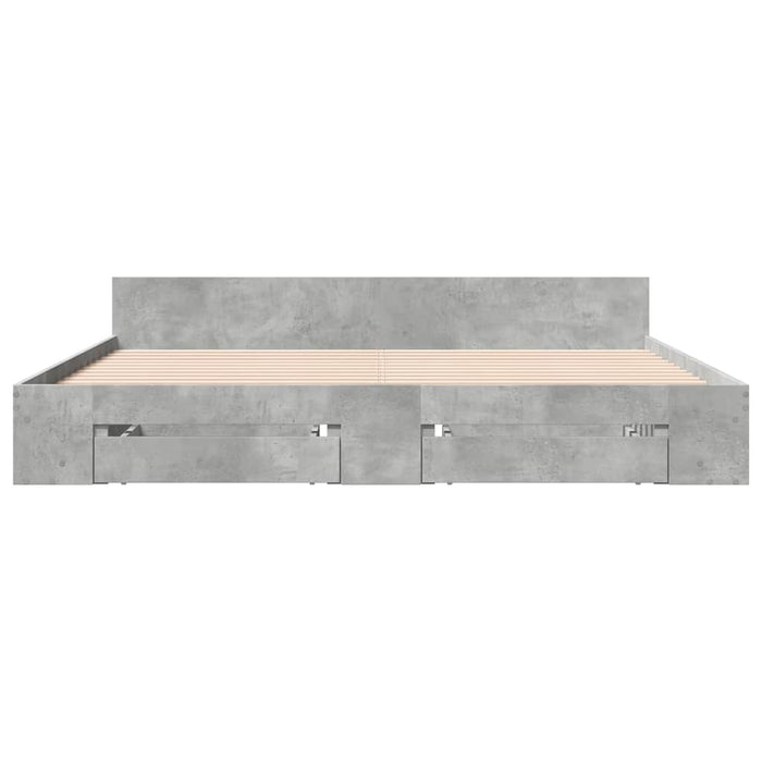 Cadru de pat cu sertare, gri beton, 180x200 cm, lemn prelucrat - WALTI WALTI