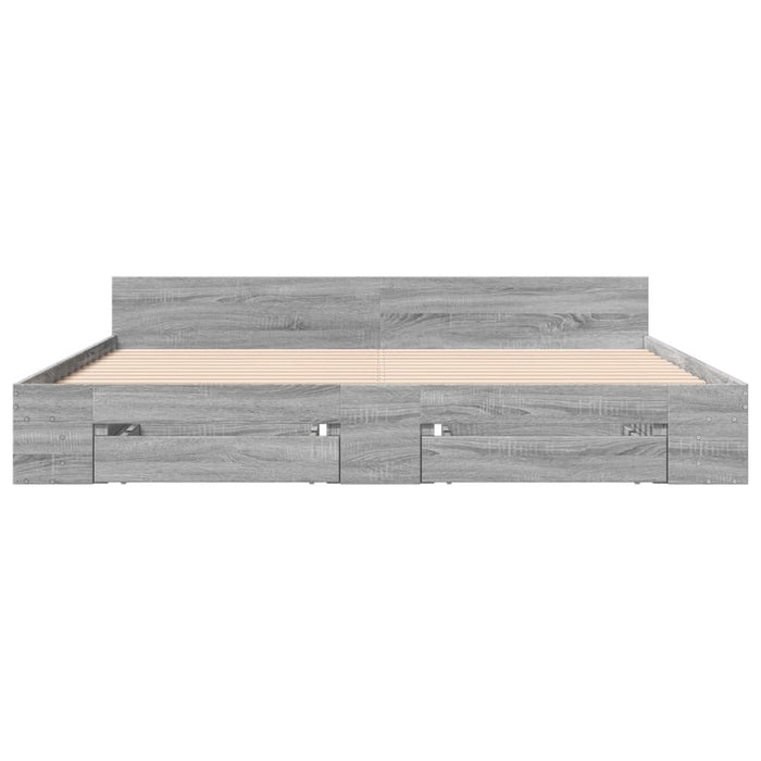 Cadru de pat cu sertare gri sonoma 180x200 cm lemn prelucrat - WALTI WALTI