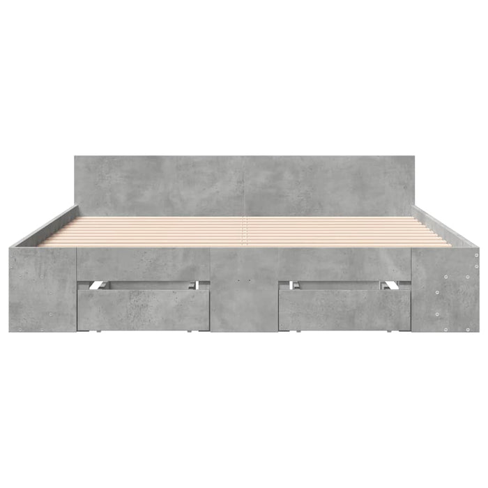 Cadru de pat cu sertare, gri beton, 160x200 cm, lemn prelucrat - WALTI WALTI