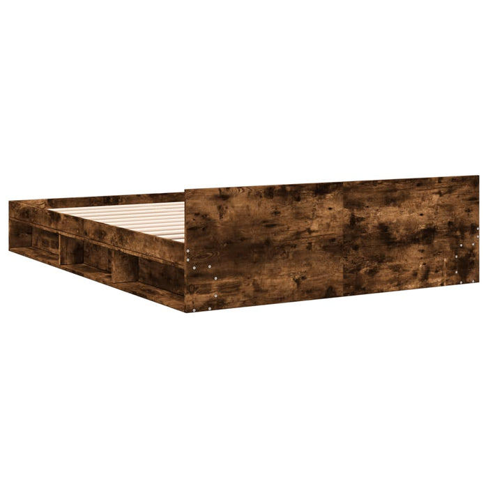 Cadru de pat cu sertare stejar fumuriu 160x200cm lemn prelucrat - WALTI WALTI