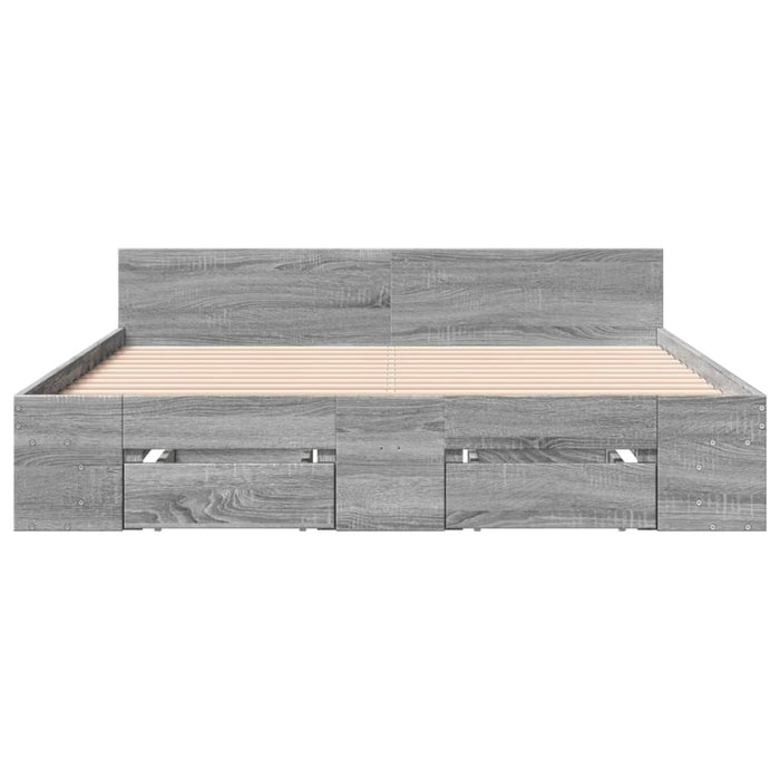 Cadru de pat cu sertare, gri sonoma, 160x200 cm lemn prelucrat - WALTI WALTI