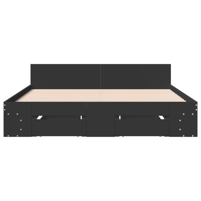 Cadru pat cu sertare negru extralucios 150x200cm lemn prelucrat WALTI