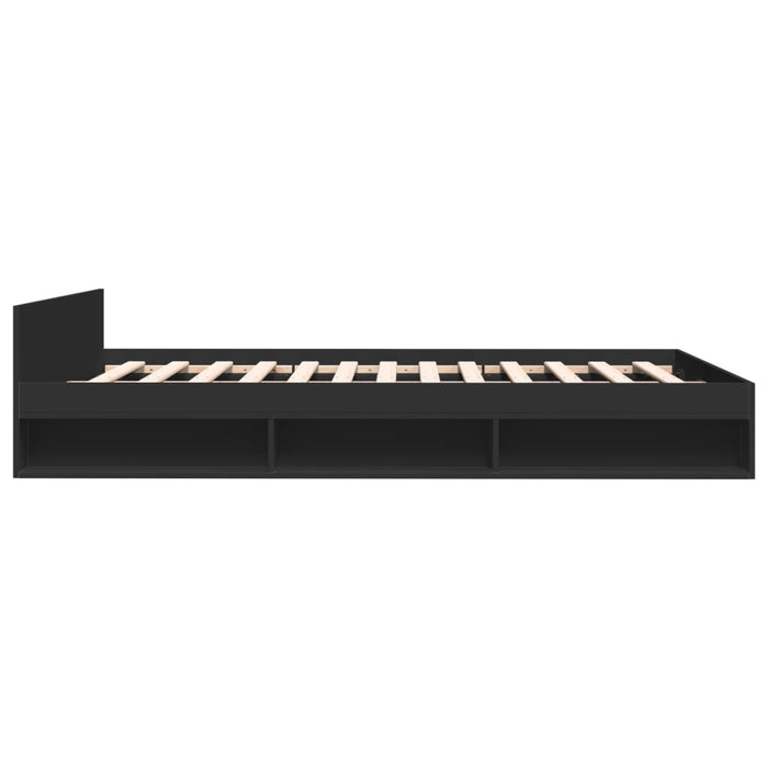 Cadru pat cu sertare negru extralucios 150x200cm lemn prelucrat WALTI