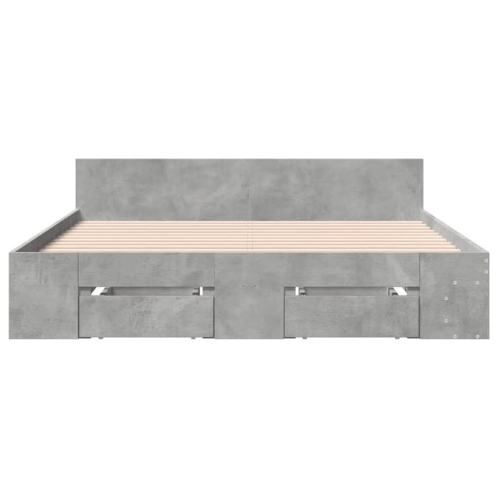 Cadru de pat cu sertare, gri beton, 150x200 cm, lemn prelucrat - WALTI WALTI