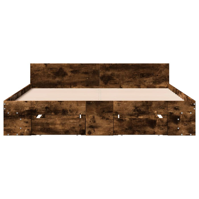 Cadru pat cu sertare stejar fumuriu 150x200 cm lemn prelucrat - WALTI WALTI