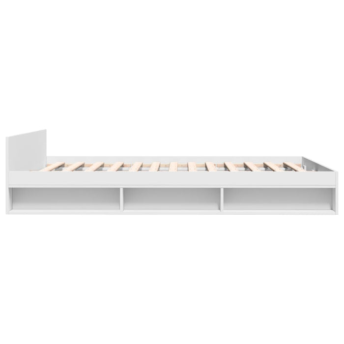 Cadru pat cu sertare alb extralucios 140x200 cm, lemn prelucrat - WALTI WALTI