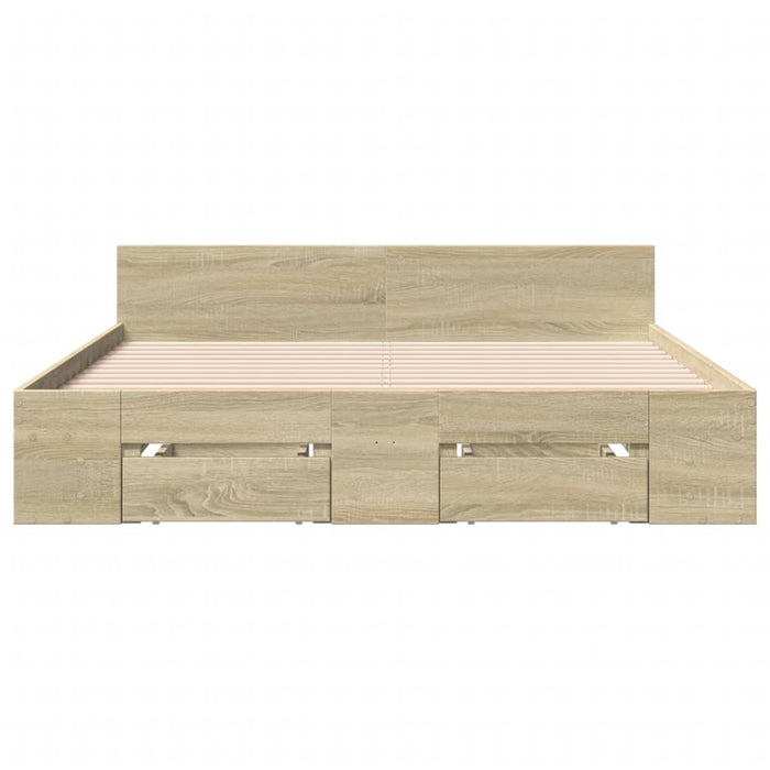 Cadru de pat cu sertare stejar sonoma 120x200 cm lemn prelucrat - WALTI WALTI