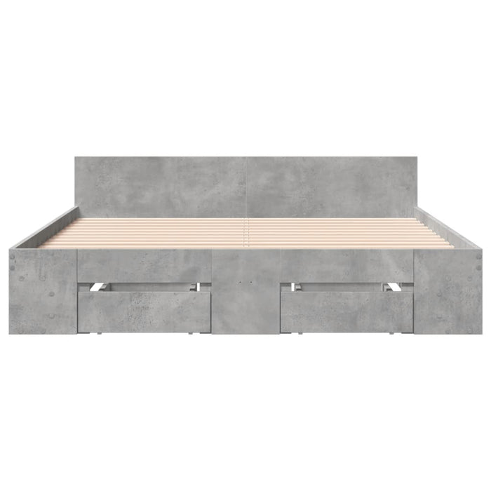 Cadru de pat cu sertare, gri beton, 120x200 cm, lemn prelucrat - WALTI WALTI