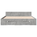 Cadru de pat cu sertare, gri beton, 120x200 cm, lemn prelucrat - WALTI WALTI