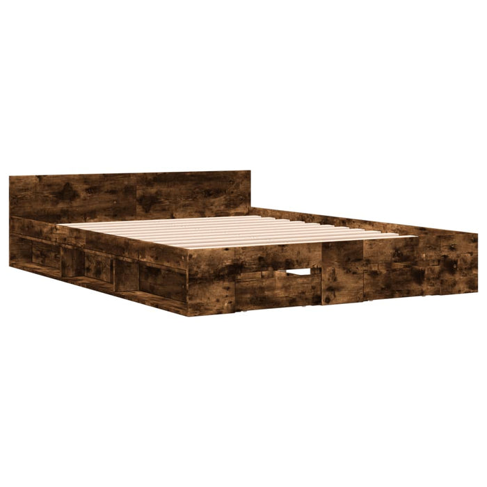 Cadru pat cu sertare stejar fumuriu 120x200 cm lemn prelucrat WALTI