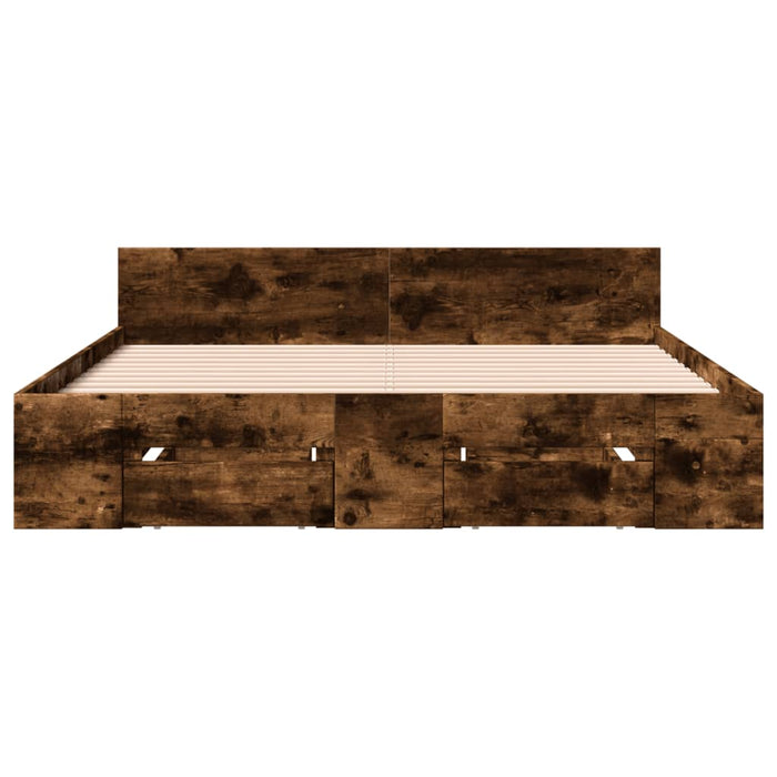 Cadru pat cu sertare stejar fumuriu 120x200 cm lemn prelucrat WALTI