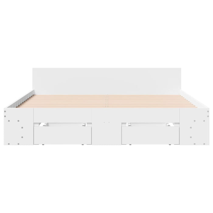 Cadru pat cu sertare alb extralucios 140x190 cm, lemn prelucrat - WALTI WALTI