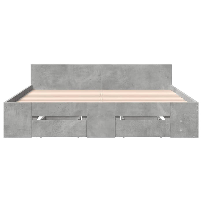 Cadru de pat cu sertare, gri beton, 140x190 cm, lemn prelucrat WALTI
