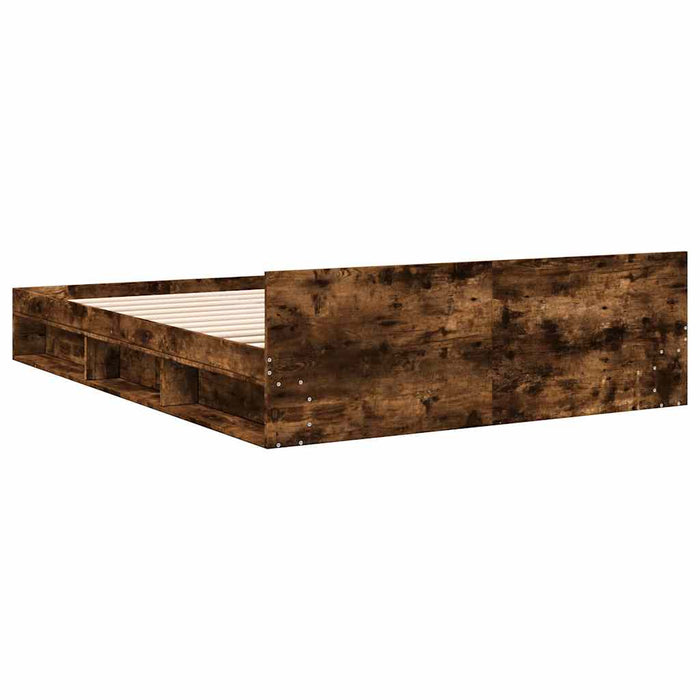Cadru pat cu sertare stejar fumuriu 140x190 cm lemn prelucrat - WALTI WALTI