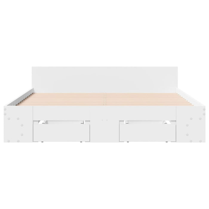 Cadru de pat cu sertare, alb, 135x190 cm, lemn prelucrat WALTI