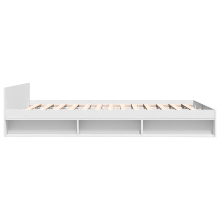 Cadru de pat cu sertare, alb, 135x190 cm, lemn prelucrat WALTI